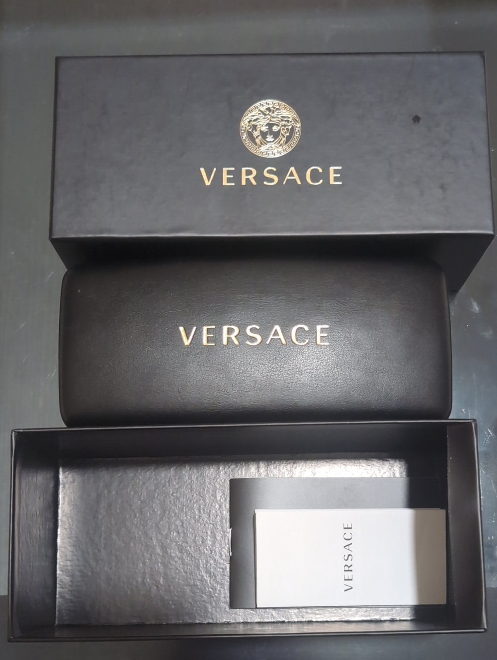 Versace Black Sunglasses Case with Gold Logo